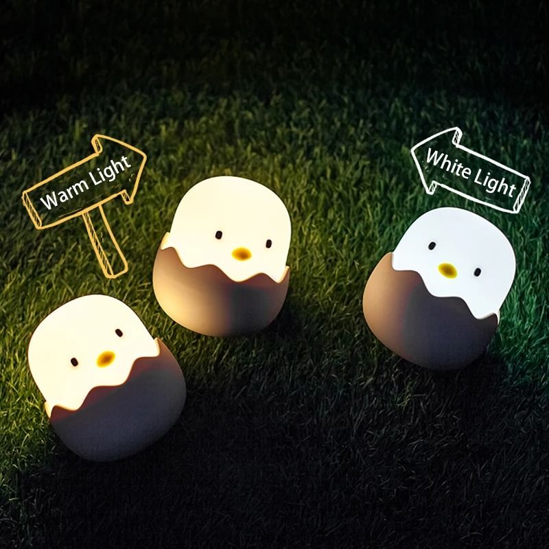 Cartoon Eggshell Chicken Touch Night Light Rechargeable LED Lamp