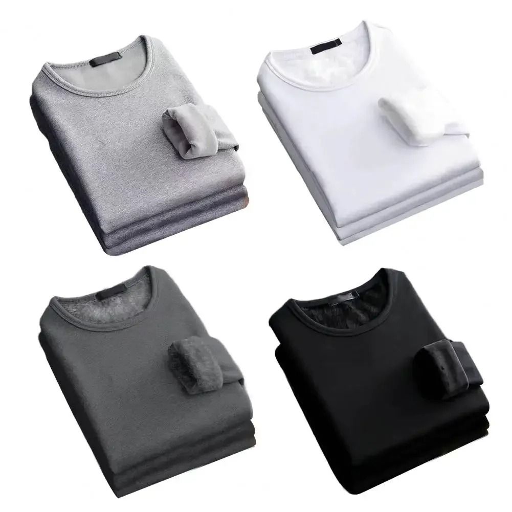 Mens Fleece Lined Thermal Shirt Warm Winter Long Sleeve Base Layer