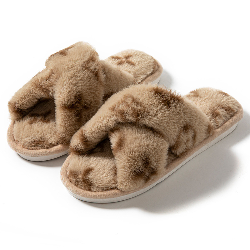 Fluffy Womens Slippers, Fashion Fuzzy Fur Slides, Autumn Winter Plush, Luxury Designer Flats, Elegant Home Footwear