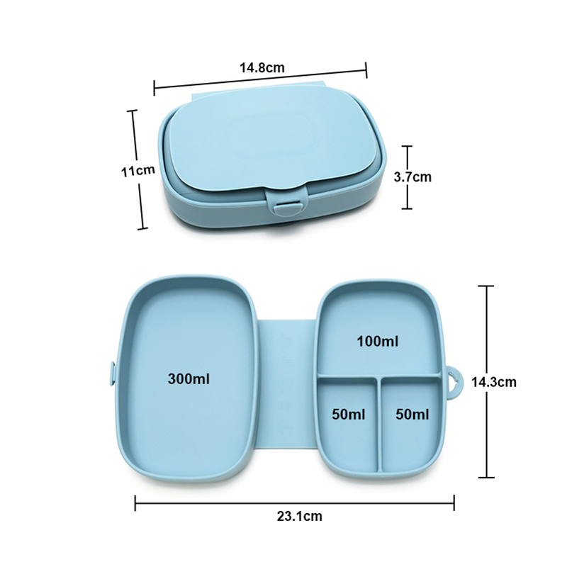 Folding Baby Silicone Food Container, Leak-Proof Toddler Lunch Box, Portable Kid Safe Dining Tableware with Lid Box