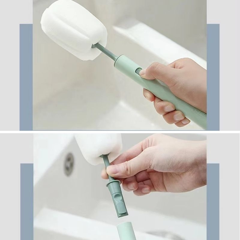 360 Degree Rotation Silicone Bottle Brush Set, Food Grade Baby Bottle, Pacifier & Nipple Cleaning Brushes with Soft Head