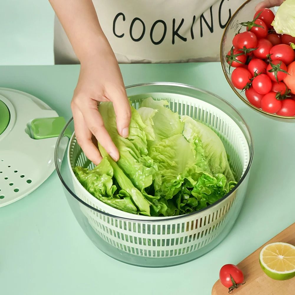 Large Capacity 4L Vegetable & Fruit Dehydrator – Easy-Spin Salad Drainer & Washing Basket
