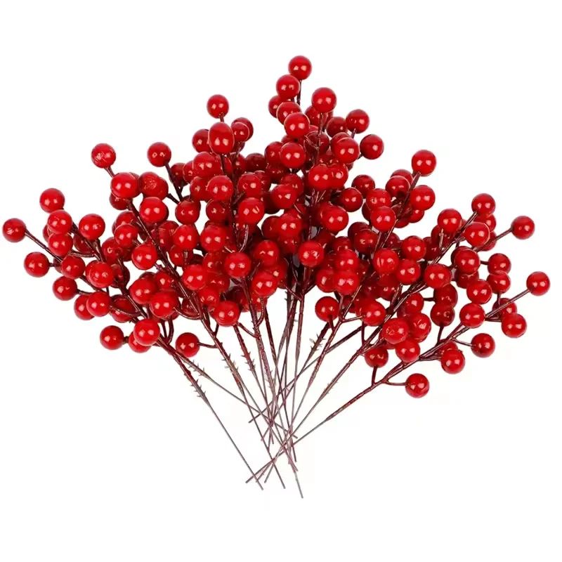 Frosted Red Berry Stems Christmas Tree Decoration