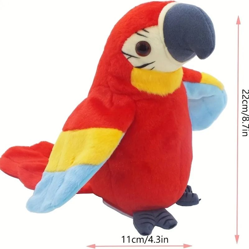 Talking Parrot Plush Toy with Repeating Voice Feature Animated Macaw Bird for Kids Interactive Play or Gift for Toddlers