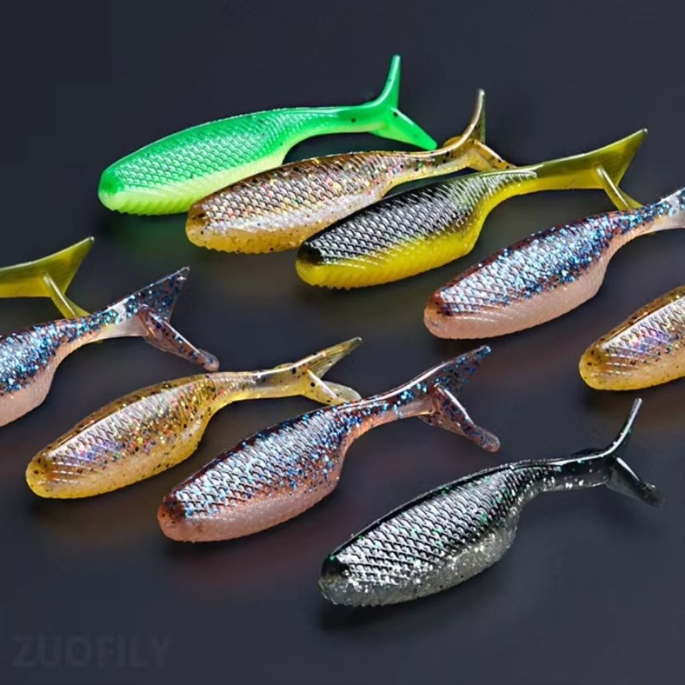 Fishing Soft Bait Floating Feature, T-Tail Design Slow-Sink Action Swimbait Set
