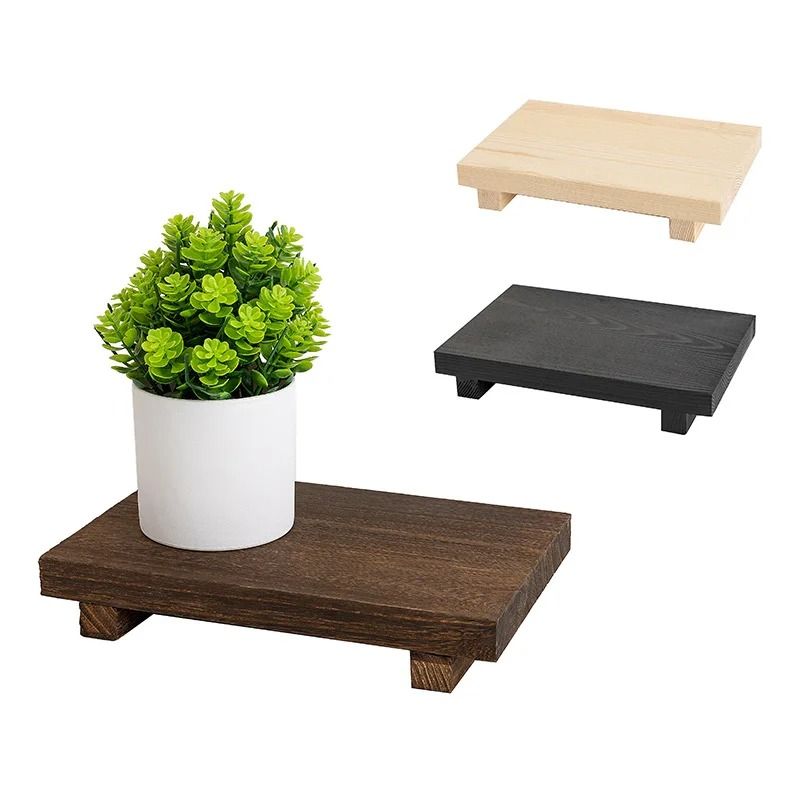 Wood Pedestal Tray Stand for Bathroom Vanity and Home Decor