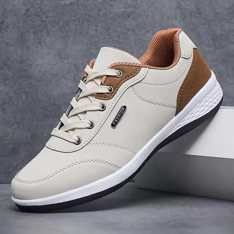 Waterproof Leather Sports Shoes for Men, Non-Slip Walking Sneakers