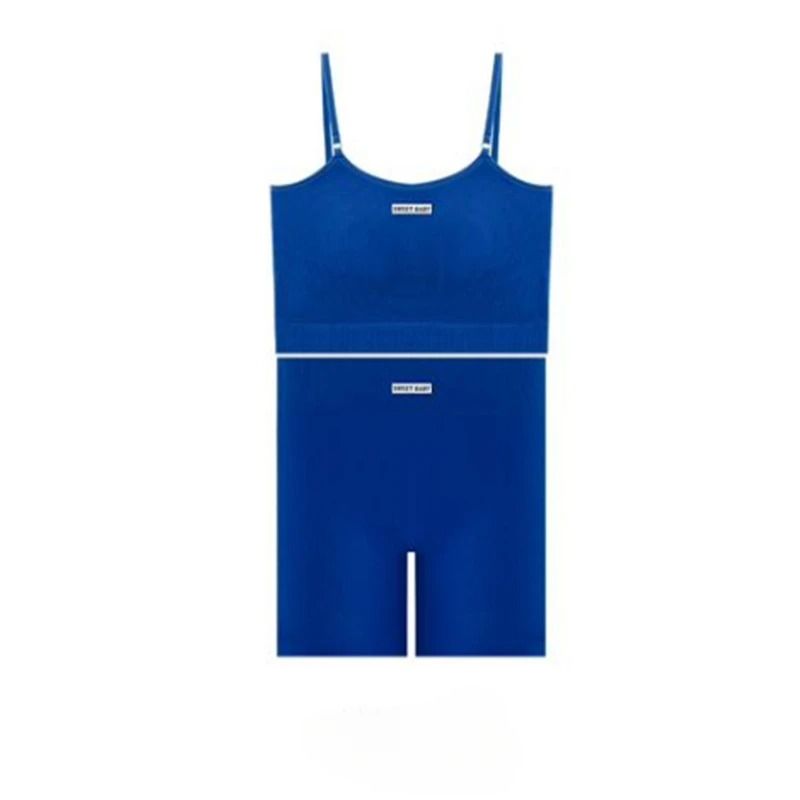 Women Seamless Yoga Wear Set with Halter Vest and Pants