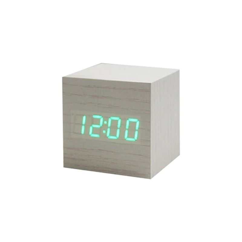 Wooden Cube Voice Control Alarm Clock