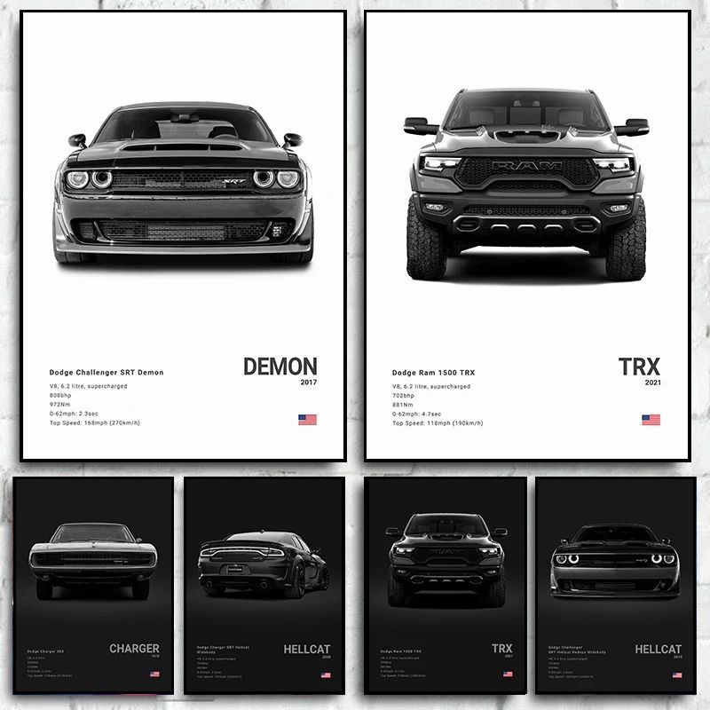 Dodge Challenger Redeye Hellcat wall art Canvas Print for Home Office Garage Decor