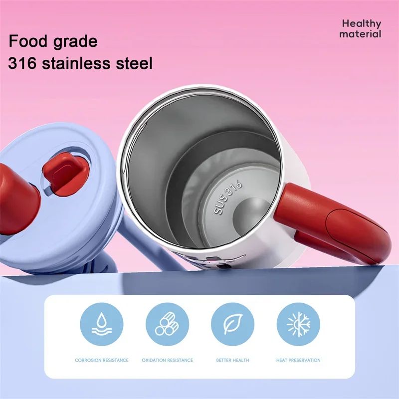 Cooker King Cute Insulated Travel Mug with Straw – Stainless Steel Thermos Cup 1.2L