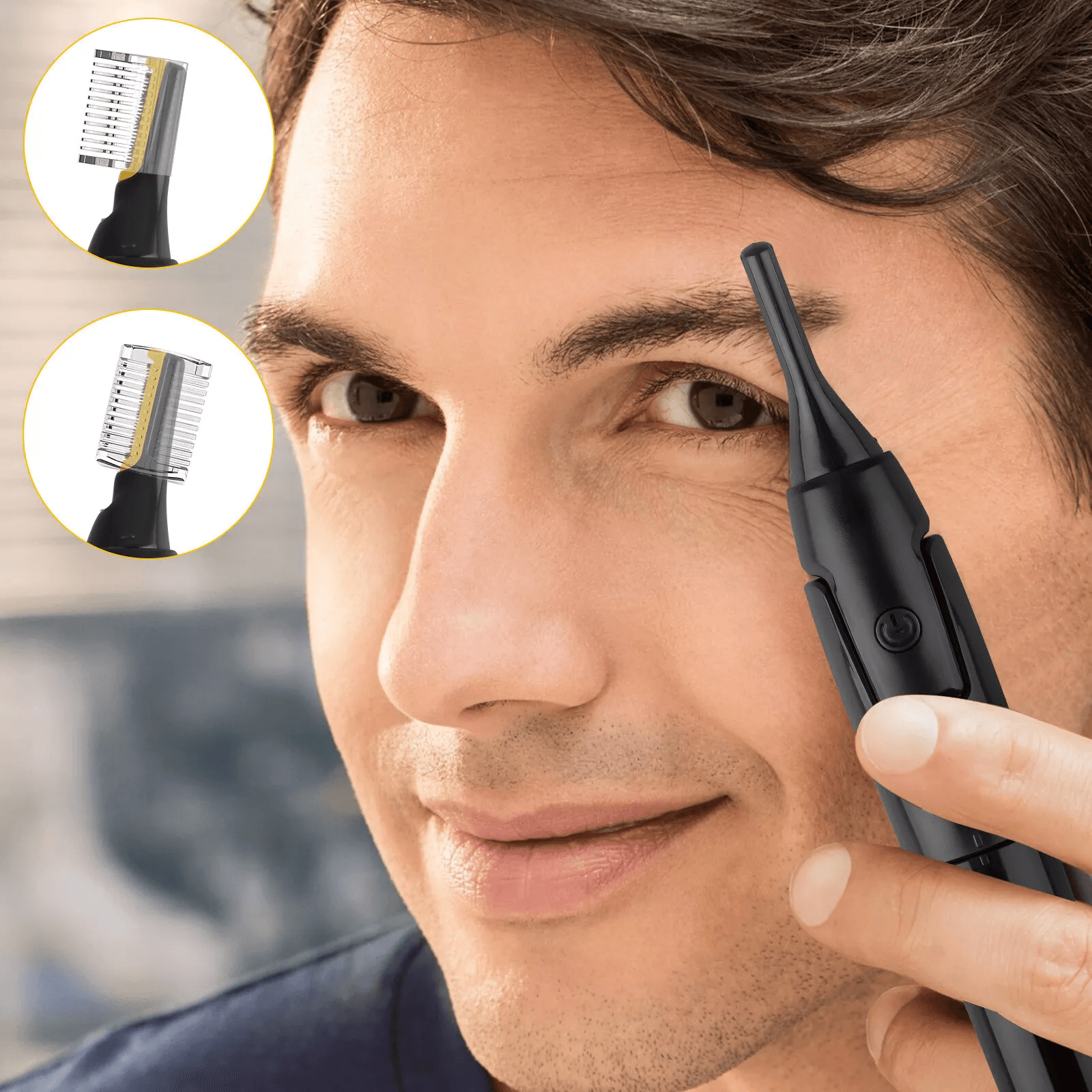 Electric Eyebrow Trimmer & Facial Hair Remover, Mustache, Lip, Nose & Beard Hair Shaver with Precision Blades