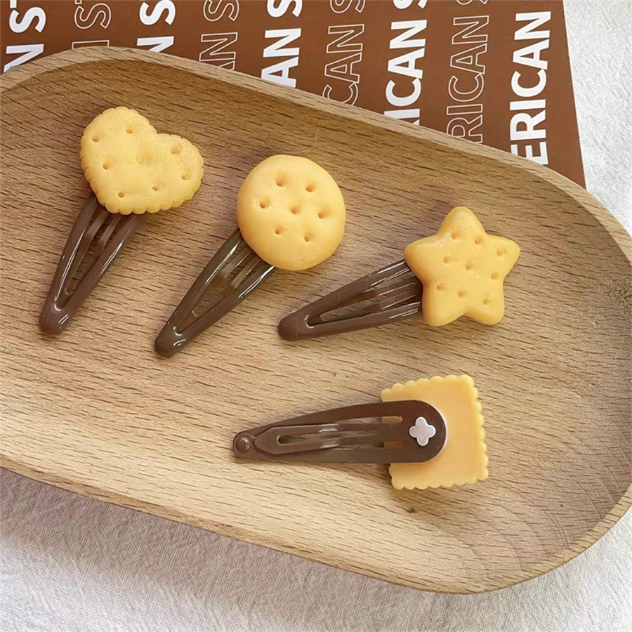 Cute Baked Cookie Hairpin Side Clips for Girls – Korean Hair Accessories for Women