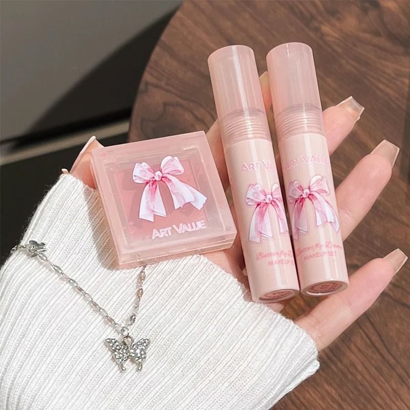 Butterfly Dance Lip Glaze and Blush Gift Set with Necklace