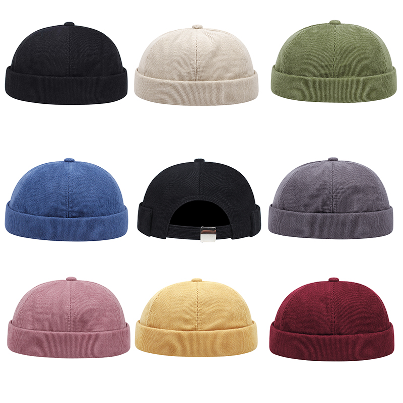 Minimalist Corduroy Solid Color Brimless Hat, New Fashion Casual Unisex Beanie, Autumn Winter Windproof Style.