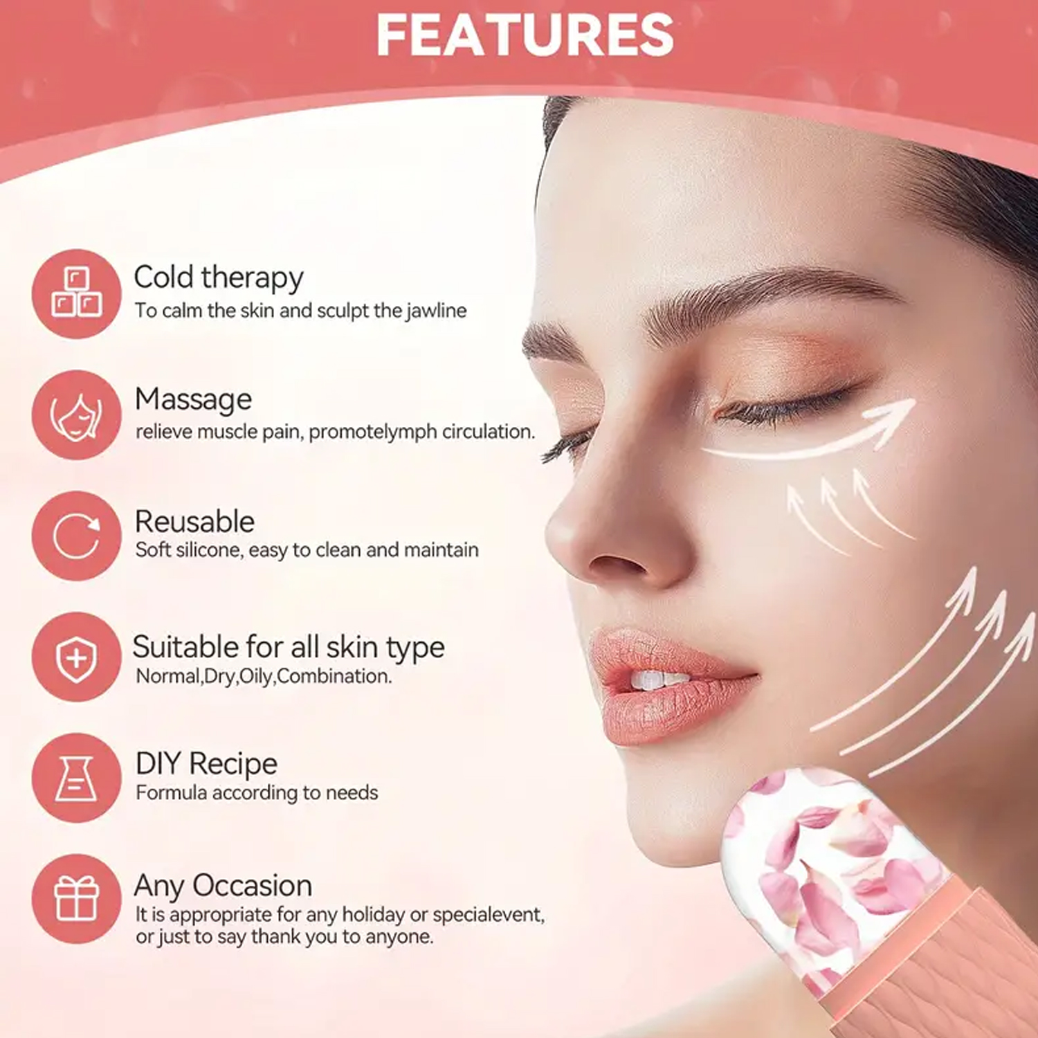 Ice Roller for Face and Eyes Skin Tightening Facial Massage Tool