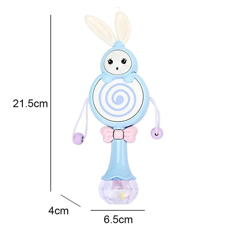 2025 Flashing Musical Rabbit Hand Bell – Early Educational Teether Rattle Toy (0-12M)
