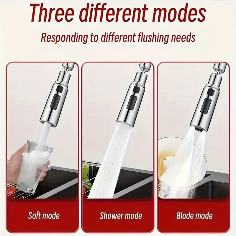 Faucet Extender with Metal Alloy Head, Anti-Splash Shower Sprayer, Water Saver for Home