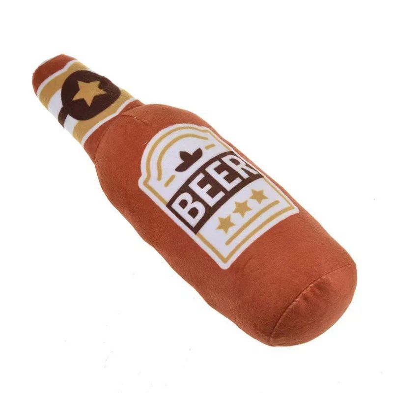 Plush Beer Bottle Dog Squeaky Toy