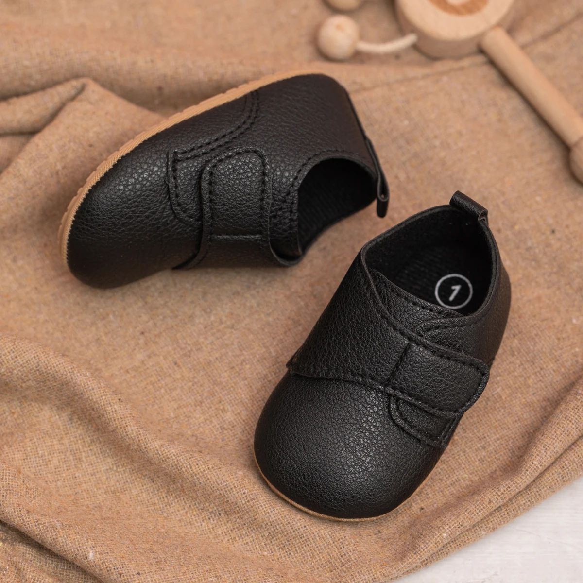 Retro Soft Leather Baby First Walker Shoes with Non-Slip Sole
