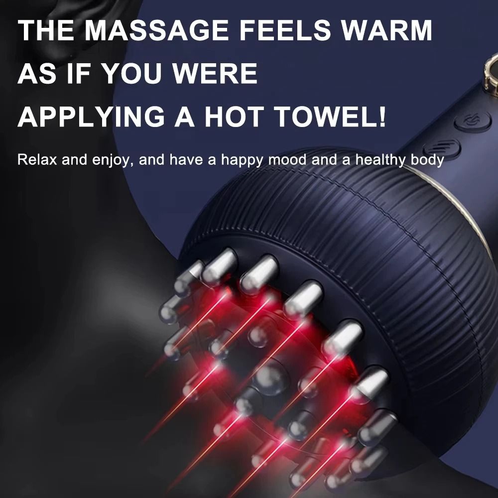 Electric Meridian Scalp and Body Massager with EMS Microcurrent Heat and Vibration Therapy