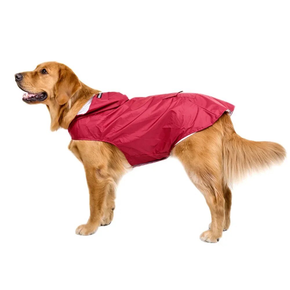 Durable Dog Raincoat with Hoodie & Reflective Stripe - Waterproof Pet JackeT