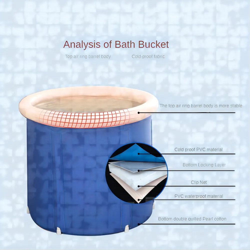 Ice Bath Portable Collapsible Bathtub, Thicken Large Adult Inflatable Bath Bucket for Outdoor Water Therapy