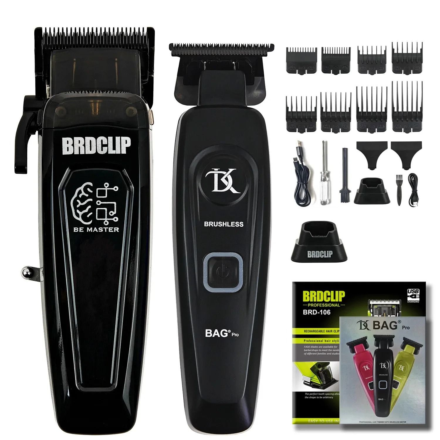 BRDCLIP Professional Hair Clipper Kit with Base Charger and DLC Blade for Men