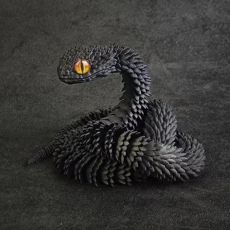 3D Printed Articulated Snake Figure Bush Viper Dragon Toy