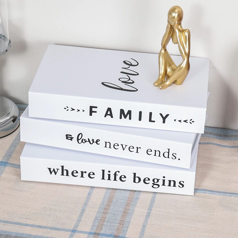 Modern Decorative Fake Books Set White Display Props