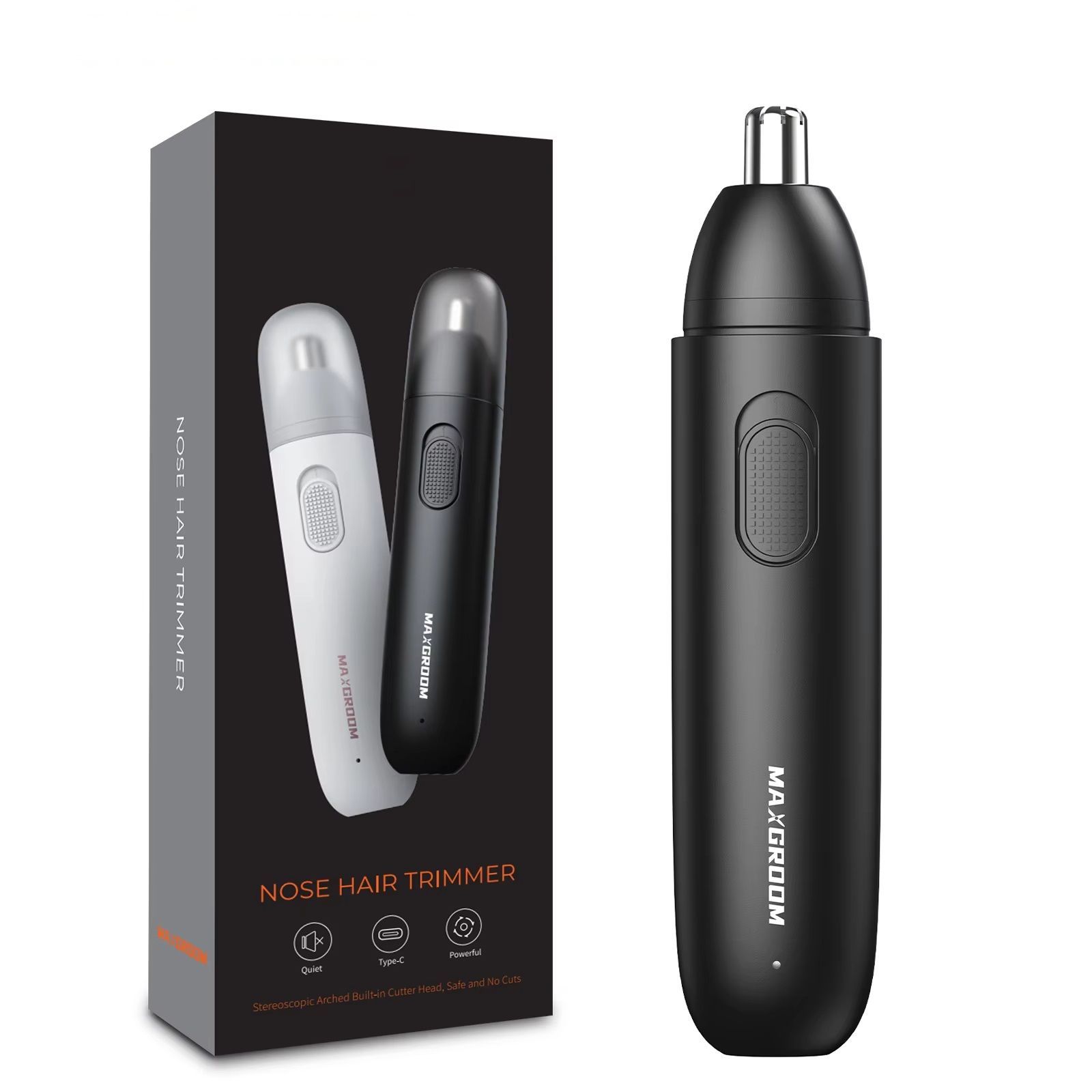 Rechargeable Nose Hair Trimmer for Men, 360 Rotating Dual Blade Electric Shaver Painless & Safe for Eyebrows & Ears