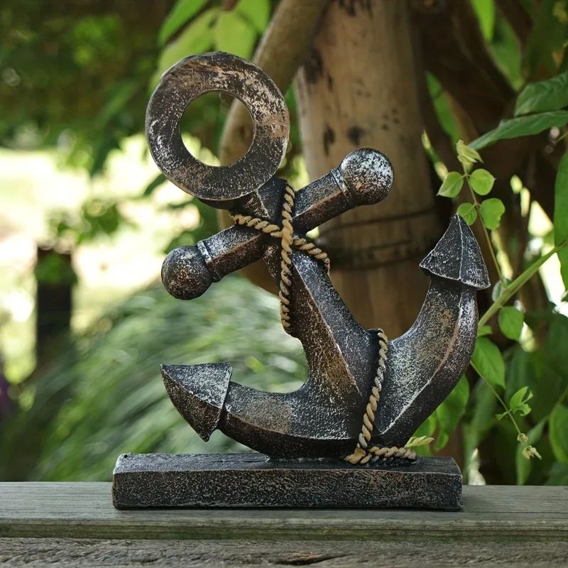 Vintage Resin Ship Anchor Decor – Nautical Antique Style Tabletop Sculpture