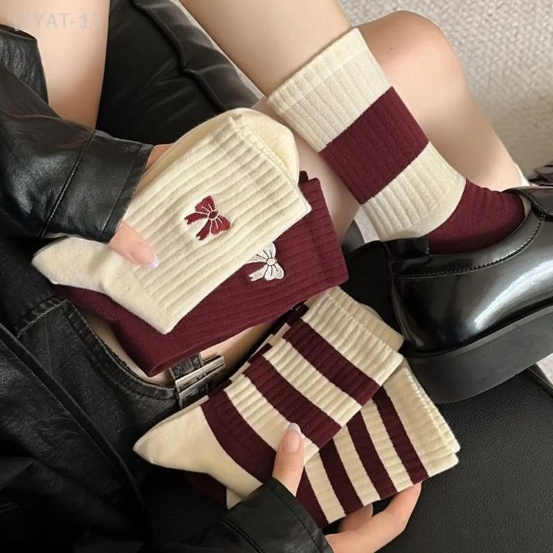 Cotton Knitted Warm Mid Calf Socks for Women