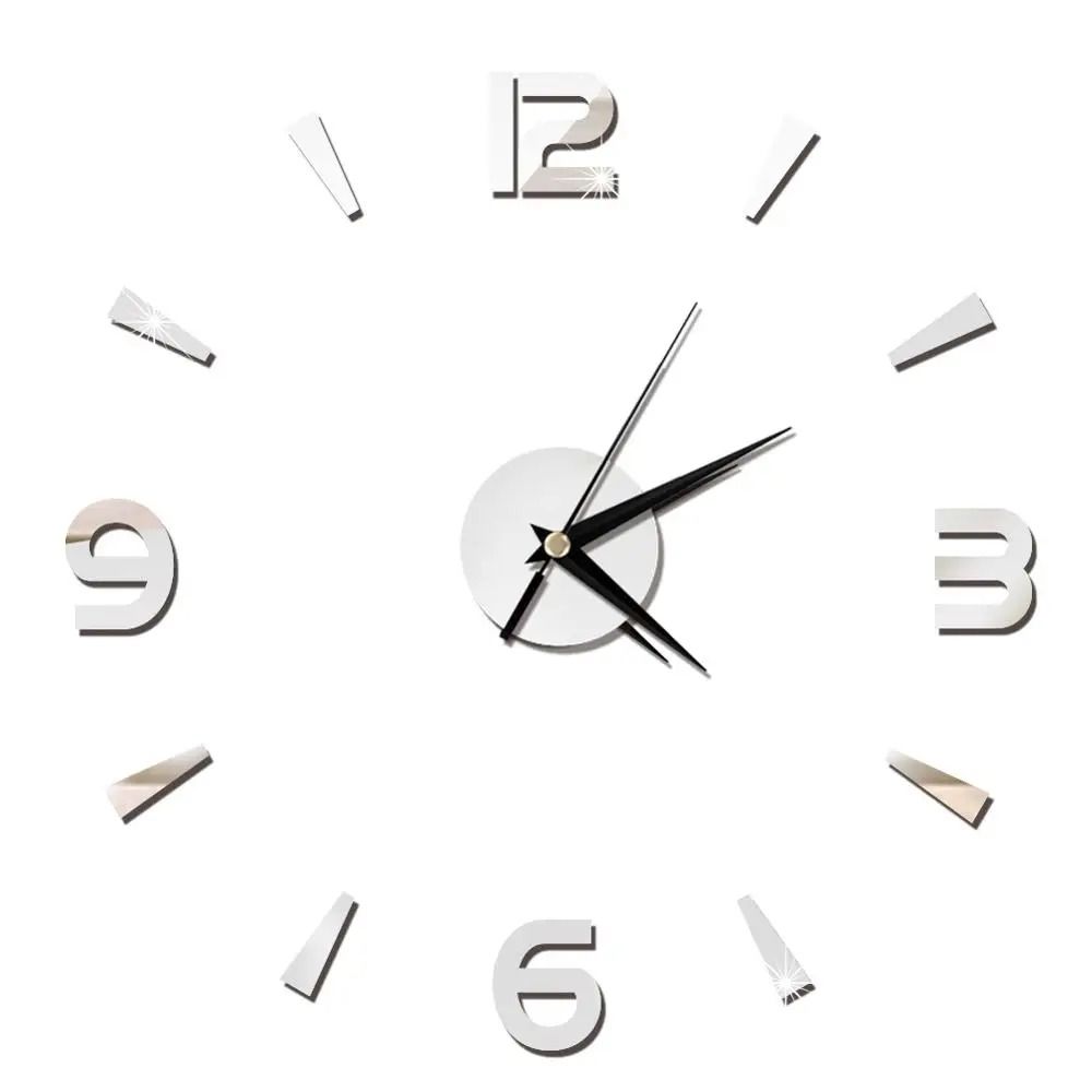 2D Frameless DIY Mirror Wall Clock – Modern Quartz Wall Sticker Decor for Living Room & Office