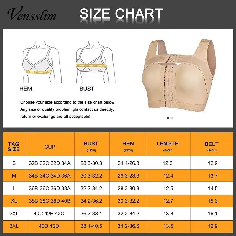 Women's Post-Surgery Front Closure Bra – Posture Corrector & Compression Shapewear with Hooks for Recovery & Support