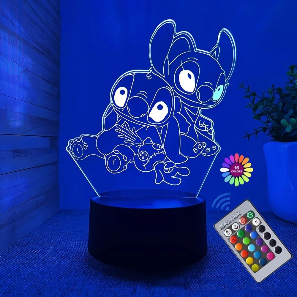 3D Illusion Stitch Night Light Remote Control Smart Touch LED Lamp