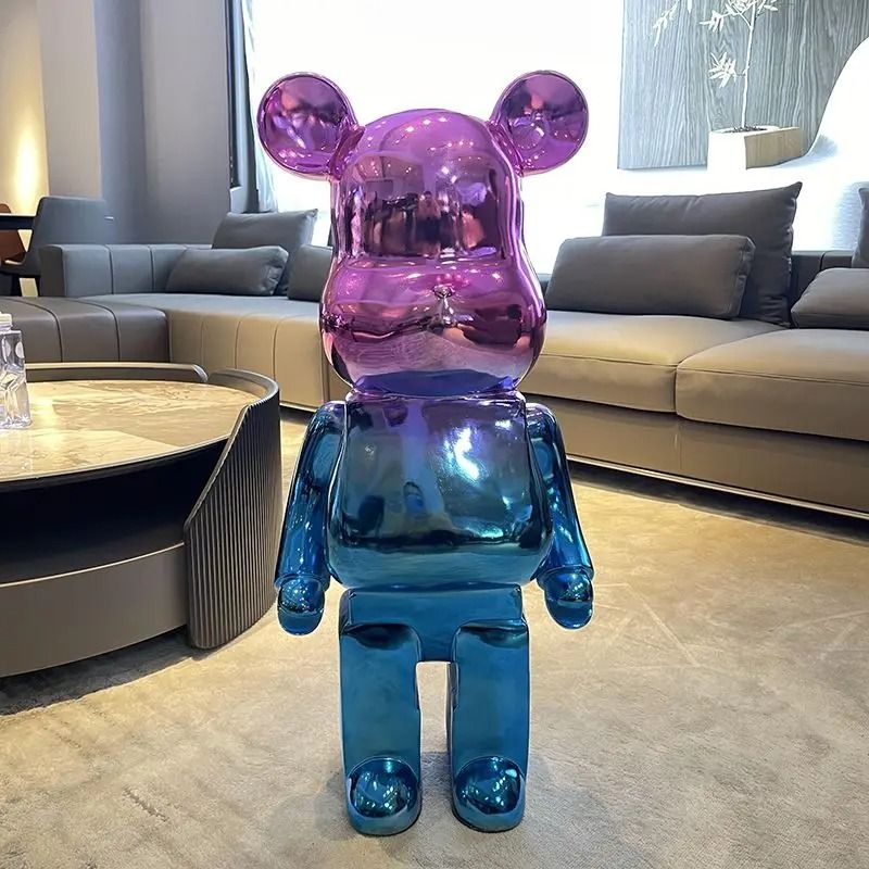 Luxury Gradient Bear Statue Modern Mirror Finish Home Decor Sculpture