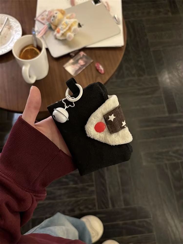 Cute Rice Ball Canvas Card Holder and Coin Purse Portable Small Storage Bag