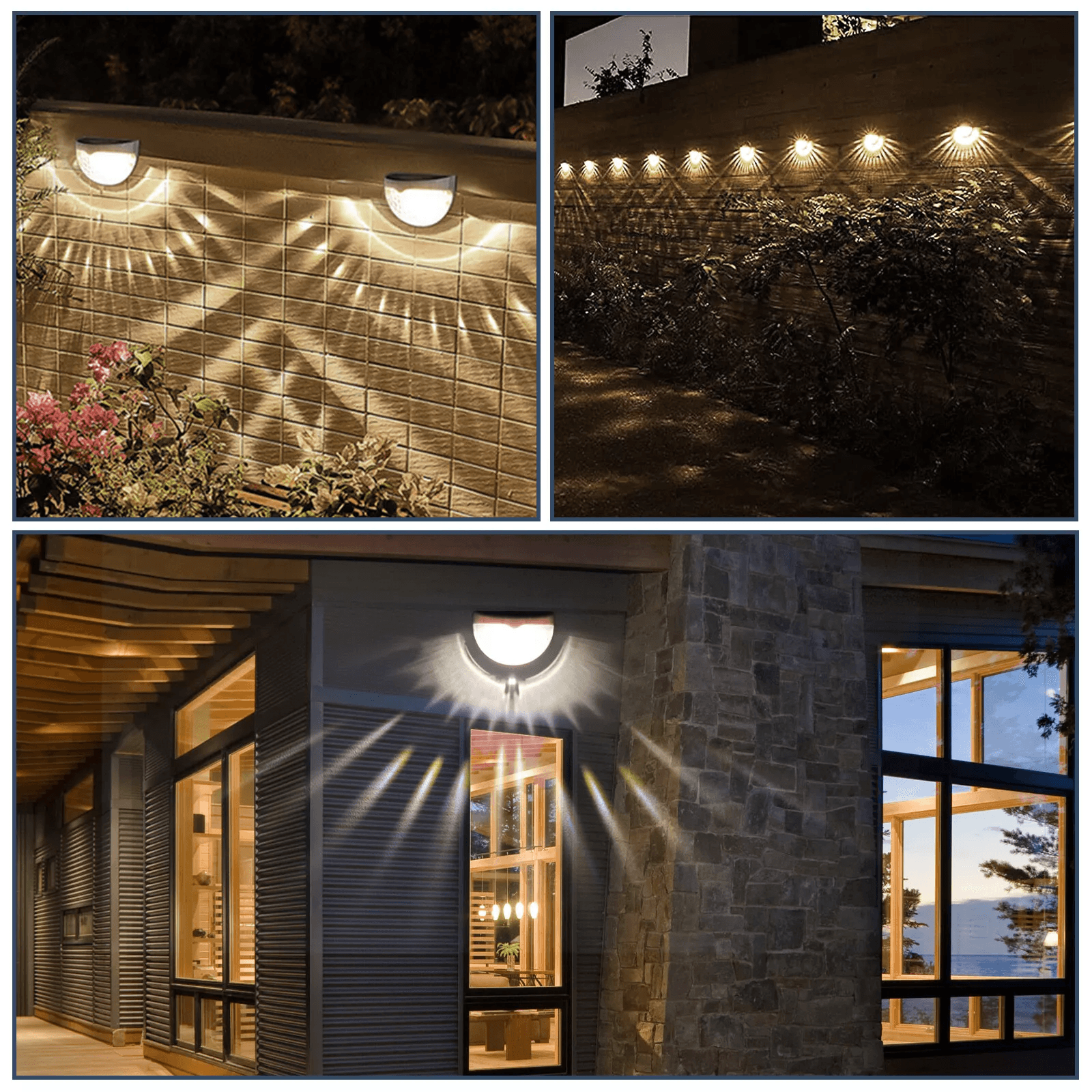 2Pcs Solar Fence LED Lights – IP55 Waterproof Outdoor Wall Mount Lamps for Garden, Yard, Patio, and Driveway