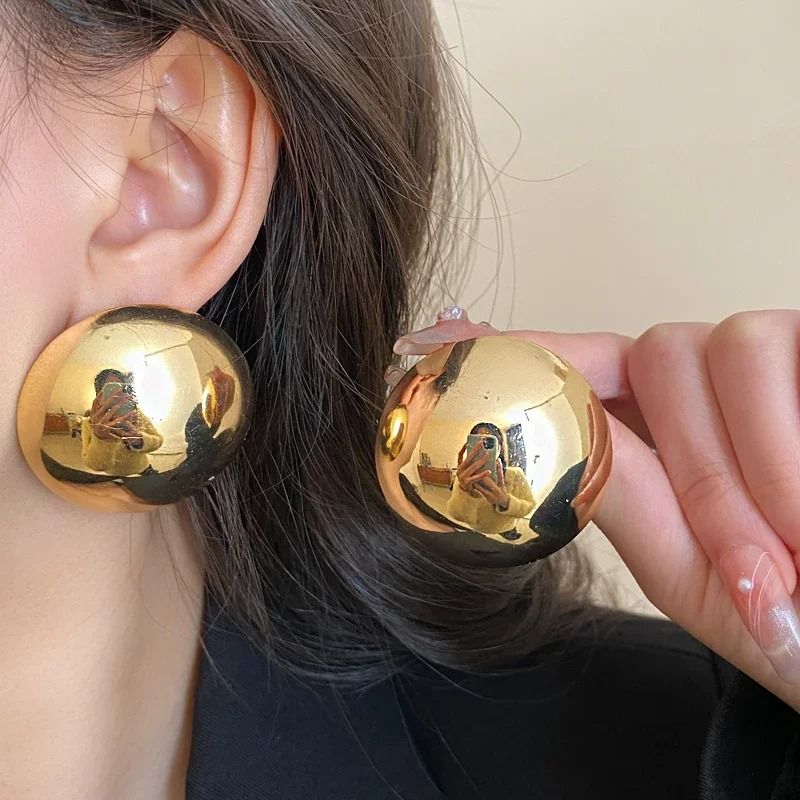 Smooth Metal Ball Stud Earrings