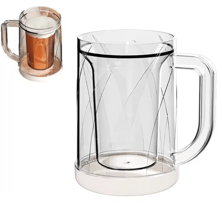 Double Wall Freezer Beer Mug – Portable Cooling Cup with Handle for Ice-Cold Drinks