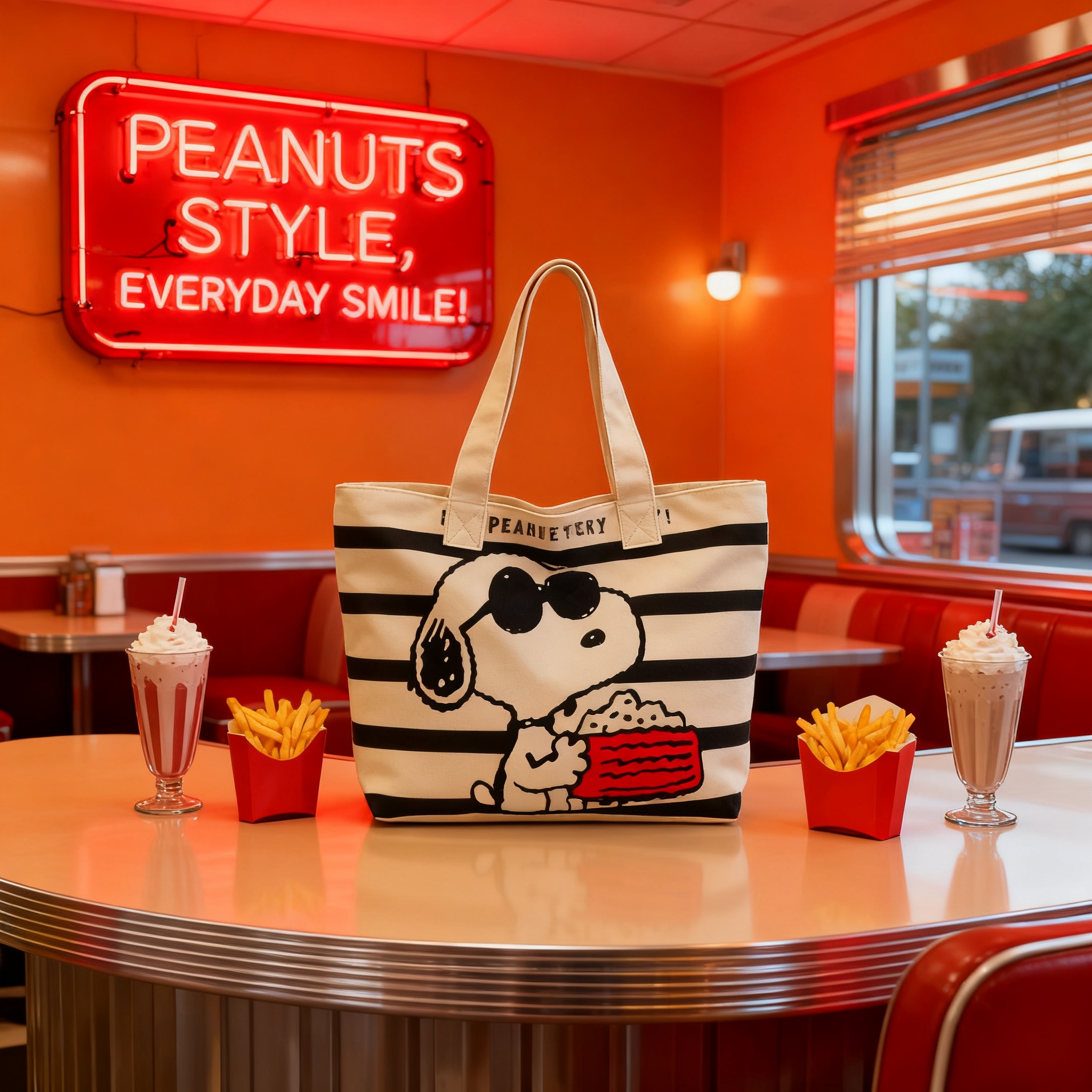 Snoopy Canvas Tote Bag Large Capacity Cute Cartoon Book Bag for School College Everyday Use