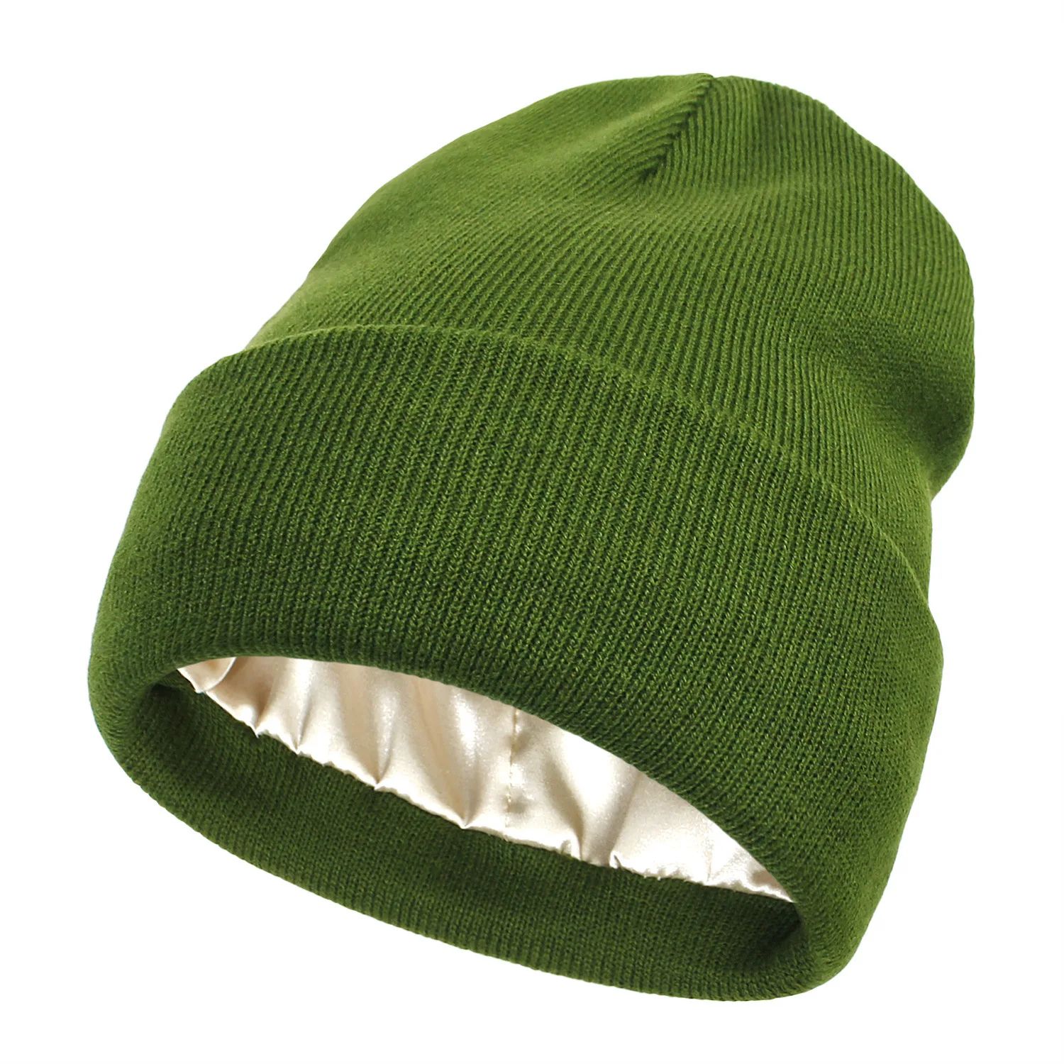 Winter Silk Lining Beanie, Unisex Anti Static Hat, Slouchy Warm Cuffed Skullies, Satin Lined Hair Cover Sleep Cap