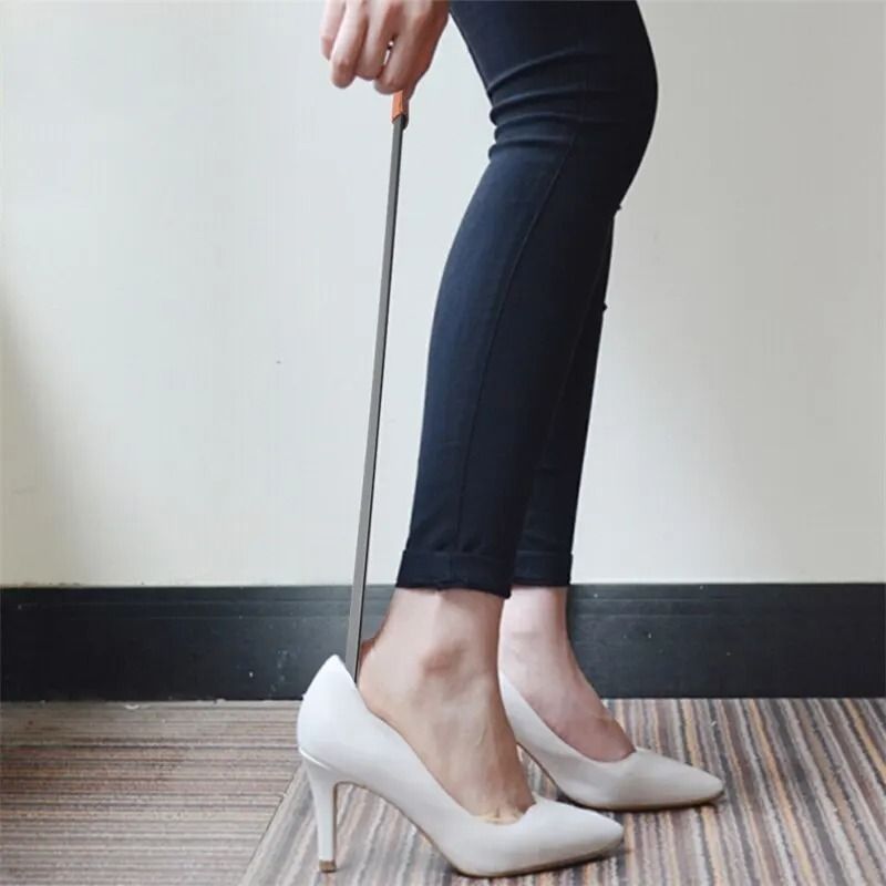 Extra Long Stainless Steel Shoe Horn with Leather Strap