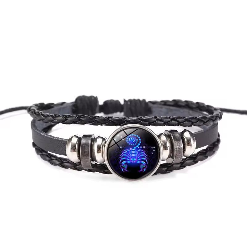 Zodiac Sign Glow Leather Bracelet Multilayer Gift