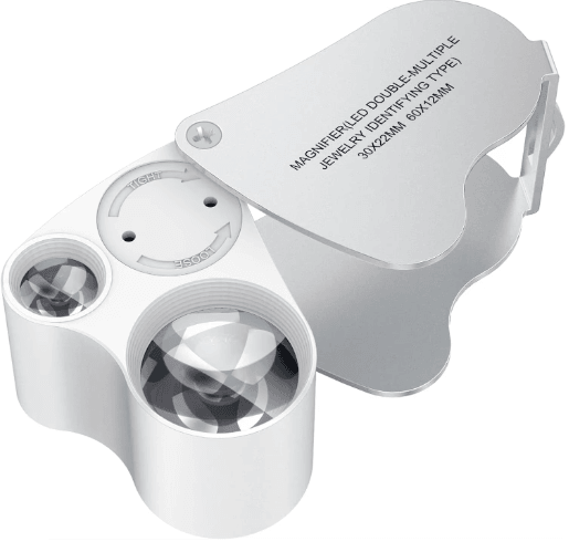 30X 60X LED Lighted Jewelry Magnifier – Portable Dual Magnification Pocket Loupe