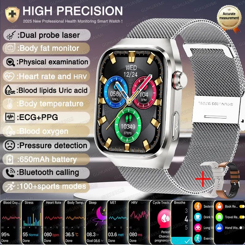 AI HealthSense Pro ECG Smartwatch with Blood Pressure & Fitness Tracking