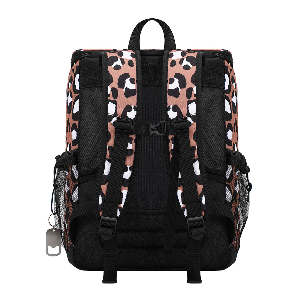 Leopard Print Insulated Cooler Backpack Waterproof Soft Cooler for Beach Picnic Hiking