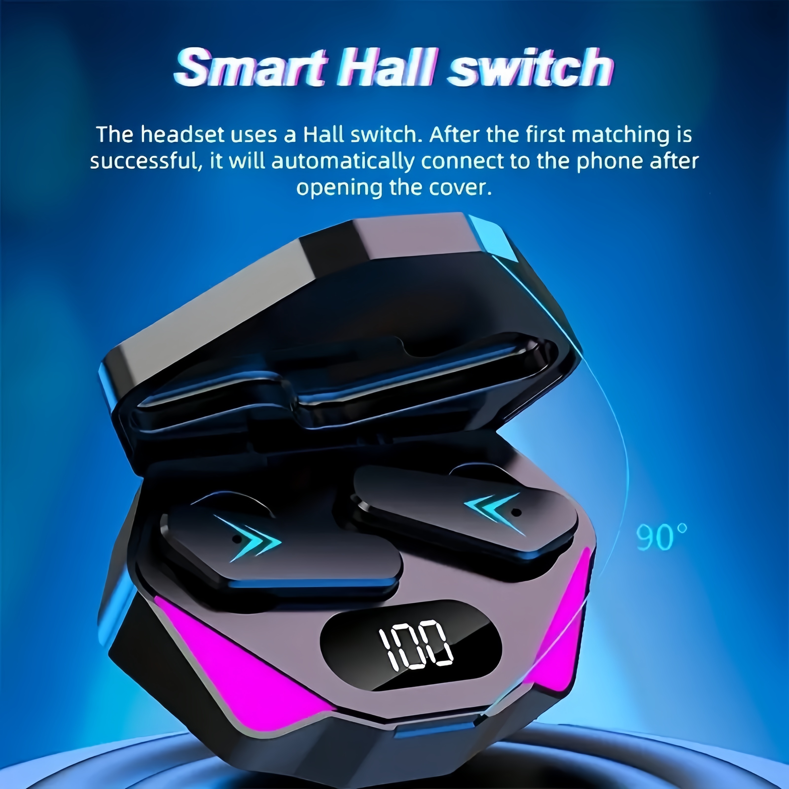 Wireless Bluetooth Earbuds with LED Display Noise Cancelling Gaming Headphones