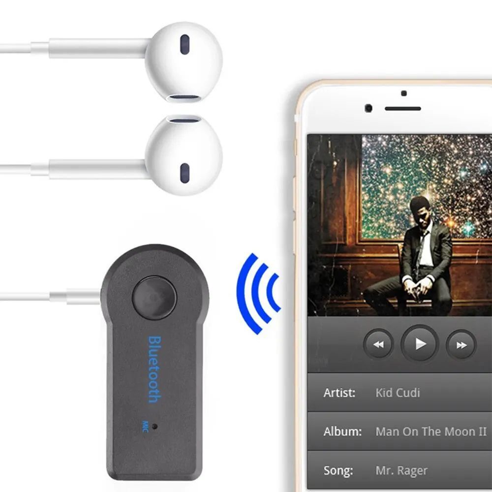 Bluetooth 5.0 AUX Receiver with Mic, 3.5mm Car Bluetooth Adapter for Wireless Music and Calls